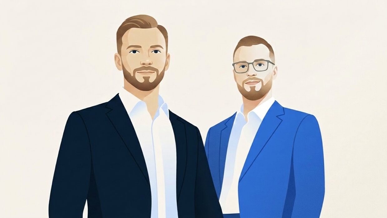 Marvin und Jakob, die beiden Gründer von YouFinance, als ruhige Illustration.